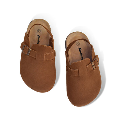 Kids Suede Clogs Lightweight Adjustable Buckle Mules