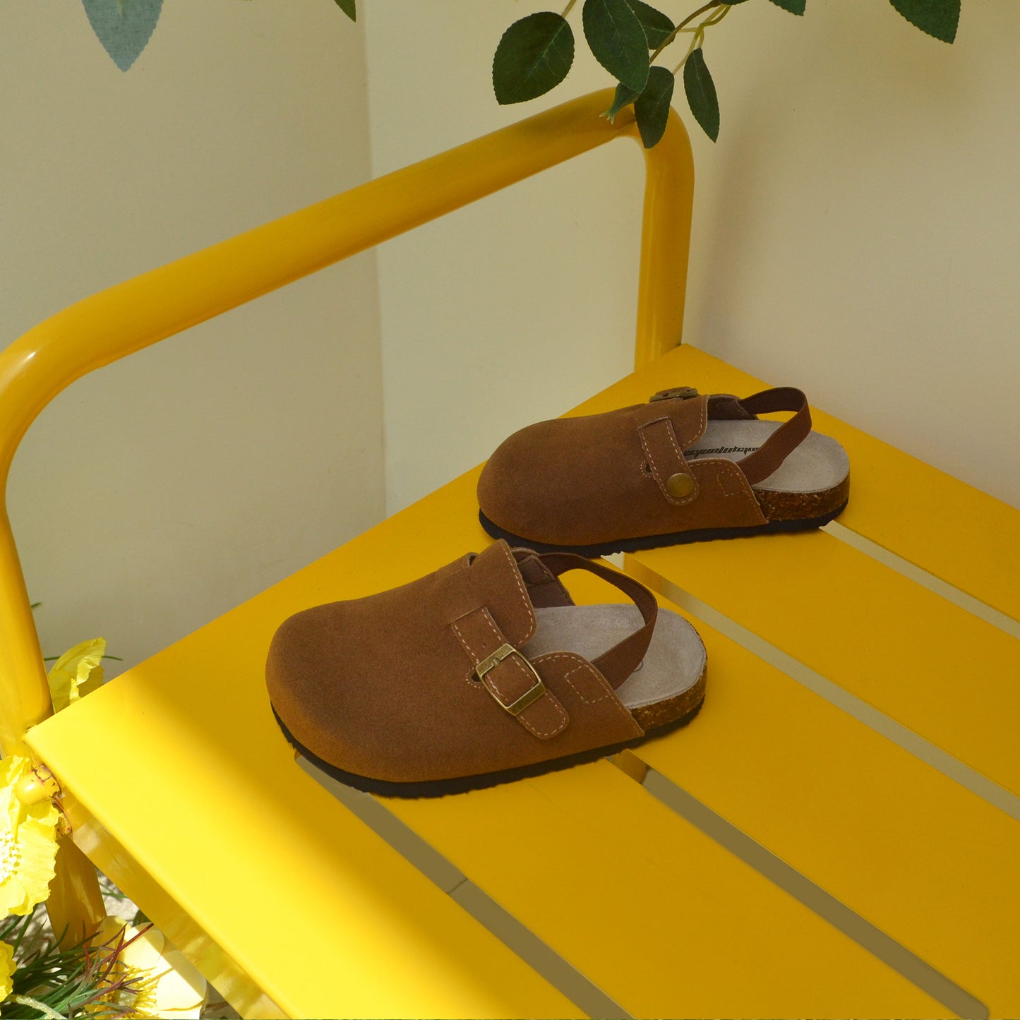 Kids Suede Clogs Lightweight Adjustable Buckle Mules