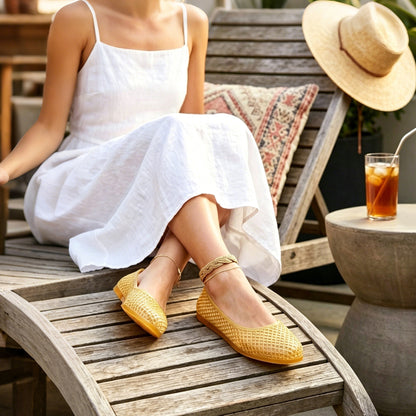 Women’s Jelly Mesh Ballet Flats – Breathable Clear PVC Slip-On Sandals | Lightweight Water-Friendly Summer Shoes