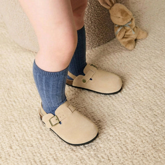 Kids Suede Clogs Lightweight Adjustable Buckle Mules