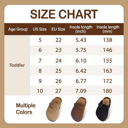 Kids Suede Clogs Lightweight Adjustable Buckle Mules