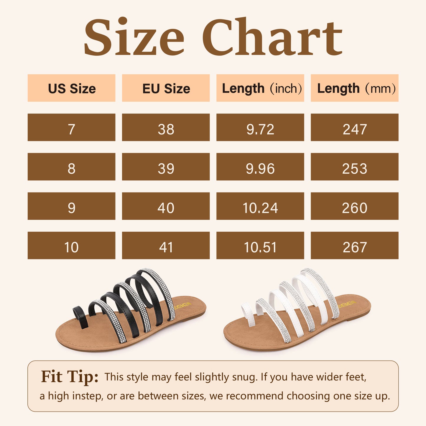 Women's Toe Ring Rhinestone Strappy Flats Casual Summer Beach  Slide Sandals