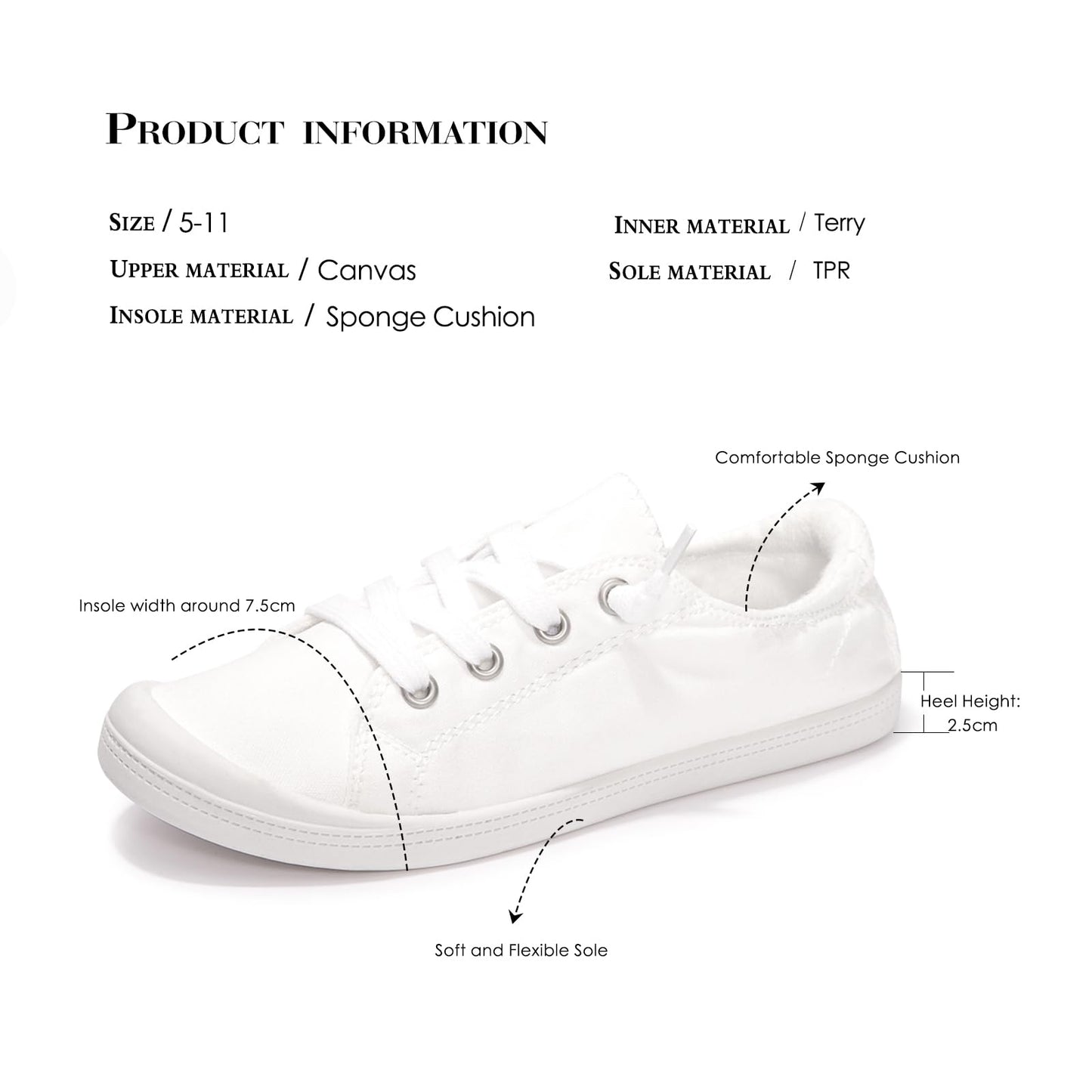 Classic Women's flat Canvas shoes - Lightweight Non-Slip Sneakers
