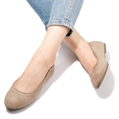 Women suede Ballet Flats Comfortable Slip-On Shoes